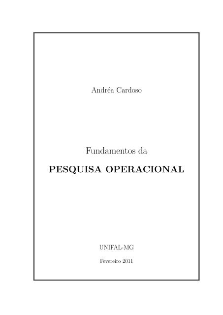 PDF) Métodos Quantitativos - Pesquisa Operacional - Volume 2