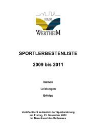 Sportlerehrung Bestenliste 2012 - Stadt Wertheim
