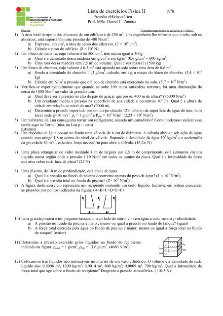 Lista de exercícios Física II - Campus Rio Grande - IFRS