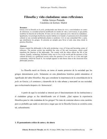 Filosofía y vida ciudadana: unas reflexiones - EIKASIA - Revista de ...