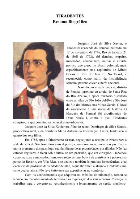 TIRADENTES Resumo Biográfico - Academia Brasileira De Defesa