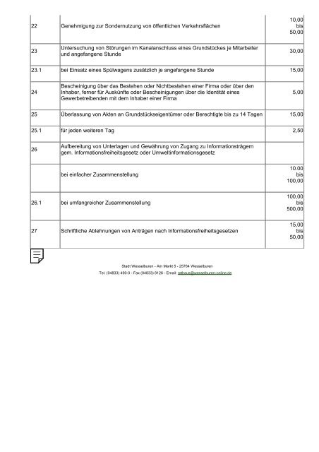 Satzung der Stadt Wesselburen über die Erhebung von ...