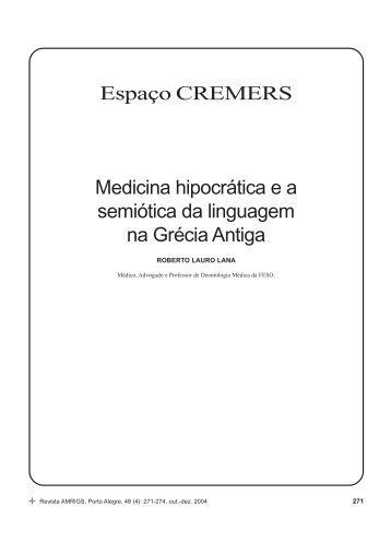 Medicina hipocrática e a semiótica da linguagem na Grécia ... - Amrigs