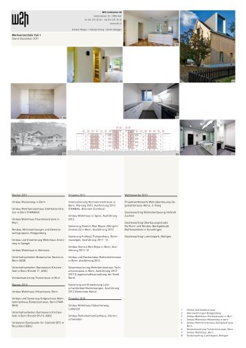 Werkverzeichnis Teil 1 Stand Dezember 2011 ... - W2H Architekten AG