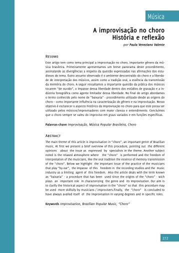 Música A improvisação no choro História e reflexão - CEART