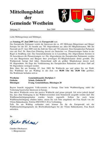 Mitteilungsblatt Westheim Nr 06-2009