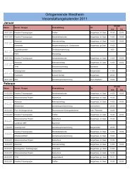 Ortsgemeinde Westheim Veranstaltungskalender 2011