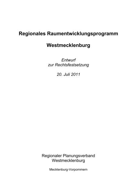 regionales raumentwicklungsprogramm westmecklenburg