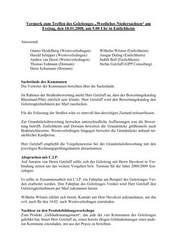 Vermerk zum Treffen des Geleitzuges „Westliches Niedersachsen ...