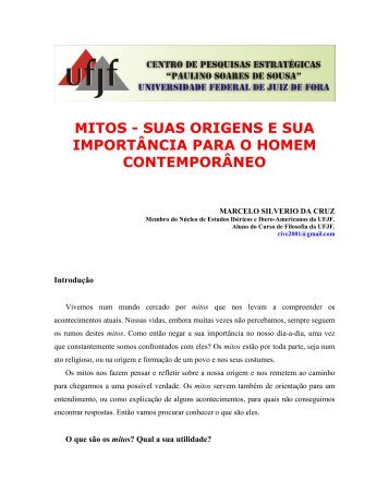 mitos - suas origens e sua importância para o - UFJF /Defesa