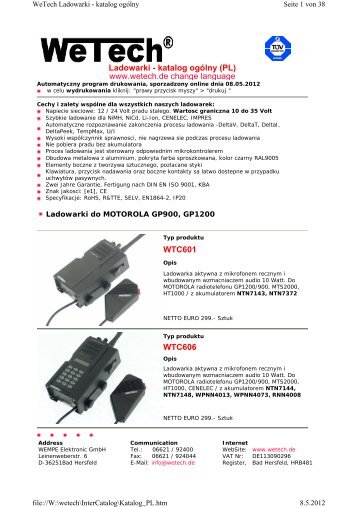 Ladowarki - katalog ogólny (PL) www.wetech.de change language ...