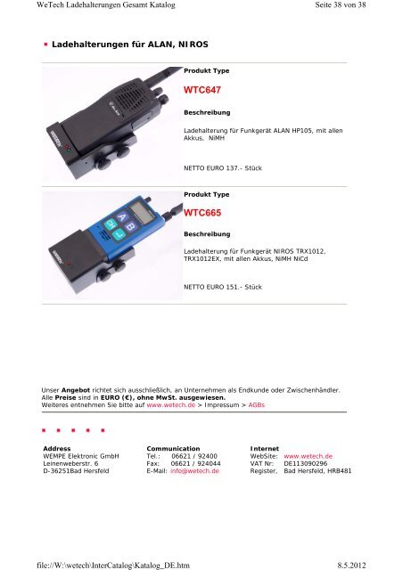 Ladehalterungen Gesamt Katalog (DE) www.wetech.de change ...