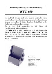 Bedienungsanleitung für die Ladehalterung WTC 650