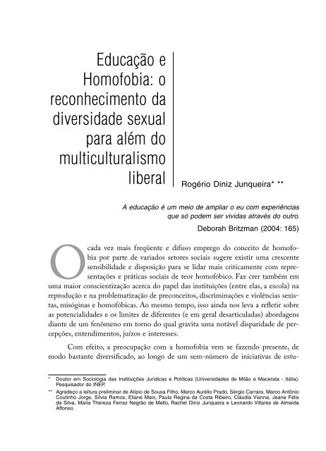 Diversidade sexual na educação ... - unesdoc - Unesco