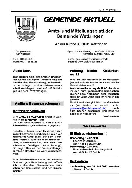 GEMEINDE AKTUELL GEMEINDE AKTUELL - Wettringen