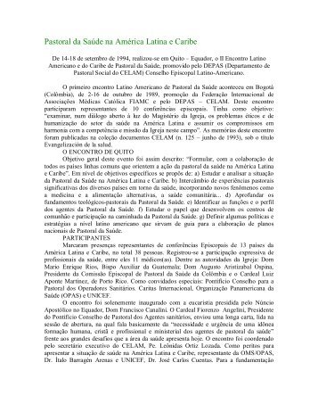 Pastoral da Saúde na América Latina e Caribe - ICAPS