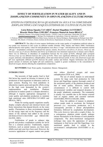 Effect of fertilization in water quality and in zooplankton community ...