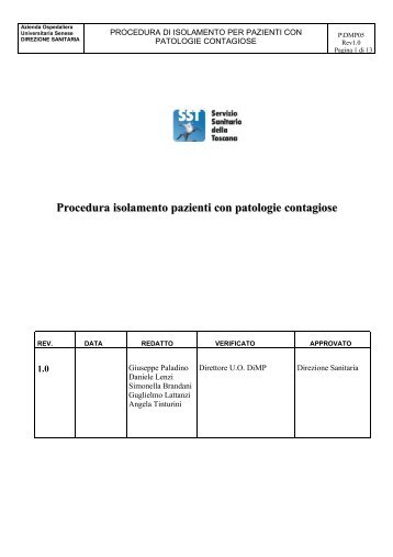 Procedura isolamento pazienti con patologie contagiose - ANMDO