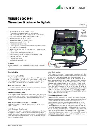 METRISO 5000 D-PI Misuratore di isolamento ... - Gossen Metrawatt