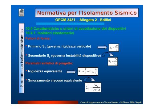 Strutture con Isolamento Sismico: Edifici & Ponti - Dipartimento di ...