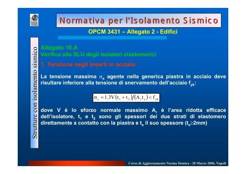 Strutture con Isolamento Sismico: Edifici & Ponti - Dipartimento di ...