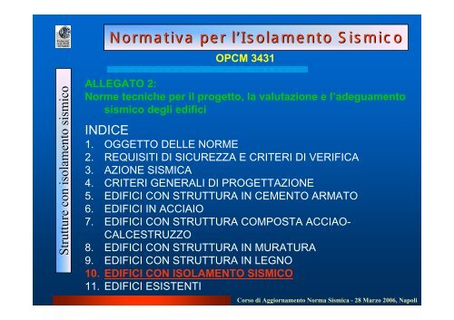 Strutture con Isolamento Sismico: Edifici & Ponti - Dipartimento di ...