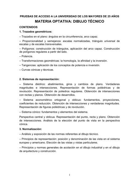 MATERIA OPTATIVA: DIBUJO TÉCNICO MATERIA OPTATIVA: DIBUJO TÉCNICO