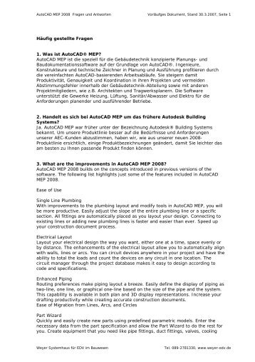 AutoCAD MEP 2008 Fragen und Antworten - WEYER Systemhaus