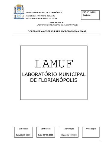 Coleta de amostras para microbiologia do ar - Prefeitura Municipal ...