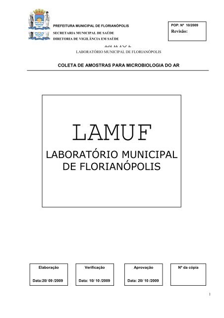 Coleta de amostras para microbiologia do ar - Prefeitura Municipal ...