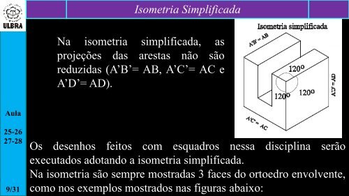 Perspectiva isométrica Eixos Isométricos O traçado da perspectiva ...