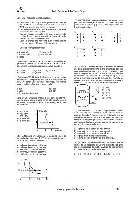 Testes 16 - Termodinâmica