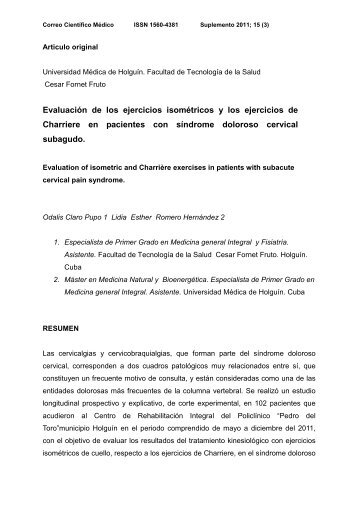 Evaluación de los ejercicios isométricos y los ejercicios de ...