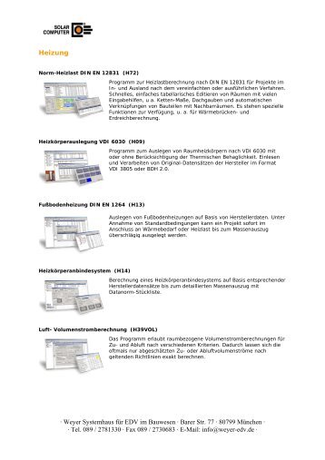 Solar-Computer Software für den Bereich Heizung - WEYER ...