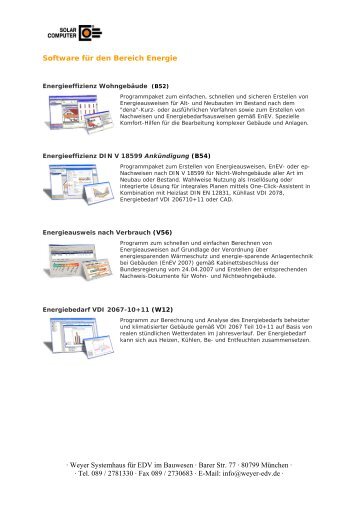 Solar-Computer Software für den Bereich Energie - WEYER ...