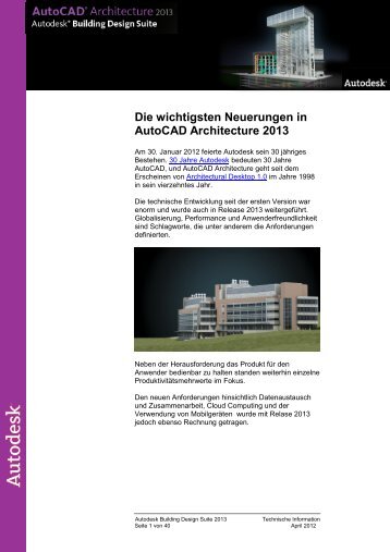 Die wichtigsten Neuerungen in AutoCAD Architecture 2013