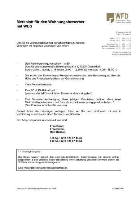 Merkblatt für den Wohnungsbewe - WFD