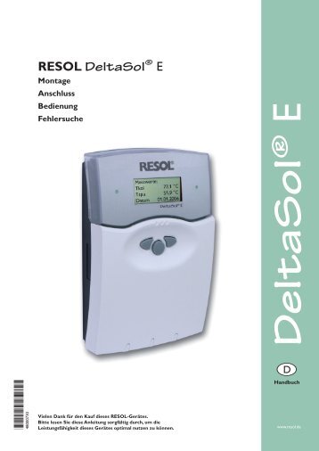 RESOL DeltaSol® E *48000730* 48000730 - Wilhelm Huber GmbH