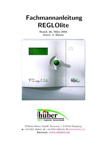 Fachmannanleitung REGLOlite - Wilhelm Huber GmbH
