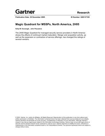 Magic Quadrant for MSSPs, North America, 2H05 - Verisign.ch