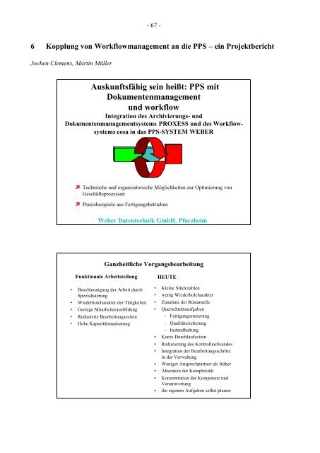 PPS meets Workflow - Institut für Wirtschaftsinformatik der WWU ...