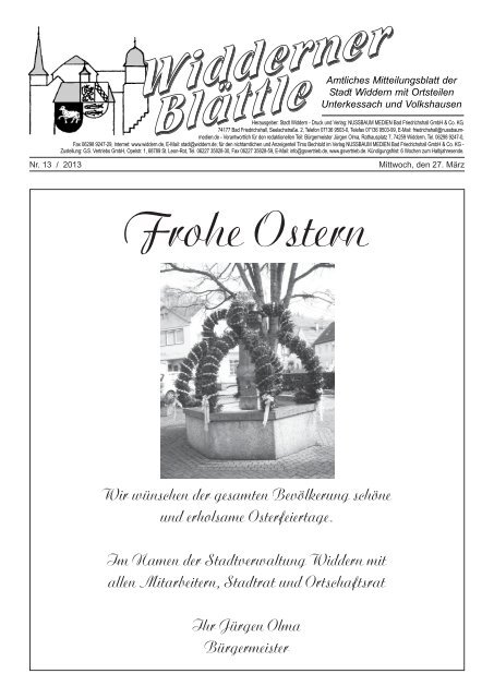 Frohe Ostern - Stadt Widdern