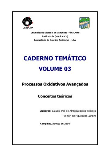 CADERNO TEMÁTICO - Laboratório de Química Ambiental - Unicamp