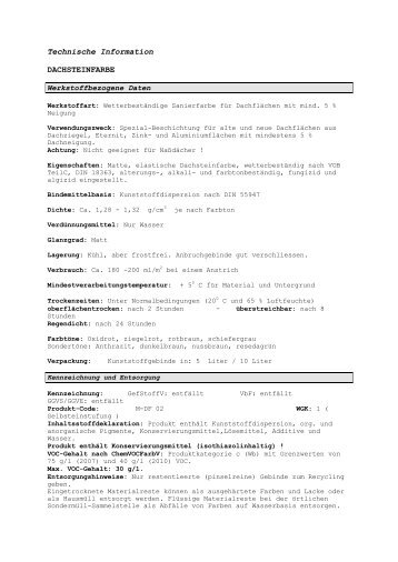 Technische Information DACHSTEINFARBE - Widu Farben