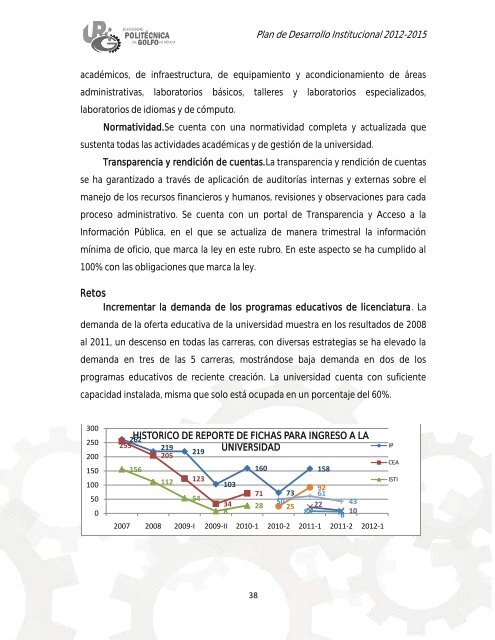 Plan de Desarrollo Institucional 2012-2015 - Universidad ...