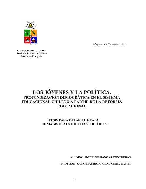 LOS JÓVENES Y LA POLÍTICA. - Observatorio Chileno de Políticas ...