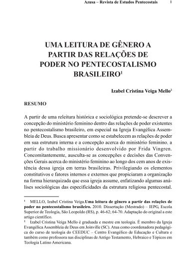 UMA LEITURA DE GÊNERO A PARTIR DAS RELAÇÕES ... - Ceeduc