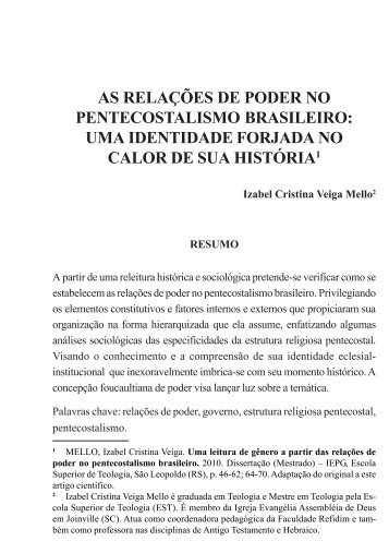 as relações de poder no pentecostalismo brasileiro - Ceeduc