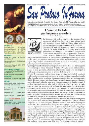 Settembre-Ottobre 2012 - Parrocchia San Protaso