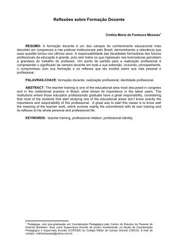 Reflexões sobre Formação Docente - Portal de Ensino do Exército